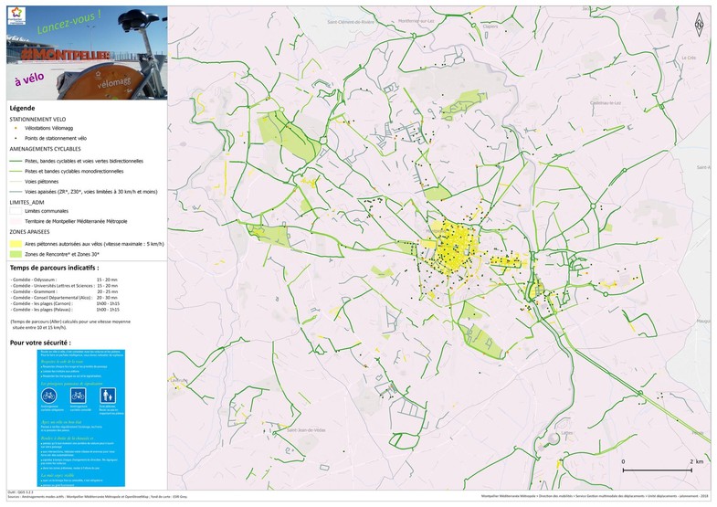 Plan des pistes cyclables Montpellier Hérault - Vélo électrique E-GRIM